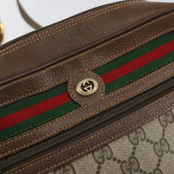 GUCCI GG Supreme Web Sherry Line Bag PVC Beige Red 56 02 087 Auth 151921 - Picture 12 of 16